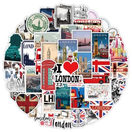 London Stickers,50 PCS UK Vinyl Waterproof Decals for Water Bottles Computer Bicycle Skateboard Luggage Phone Pad Laptop Kids Teens Stickers Pack