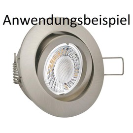 feinlux® GU10 Mounting Frame - Swivelling - Recessed Spotlight - Brushed Silver - Round - Bayonet Fitting - Ideal for LED Modules GU10 or MR16/GU5.3