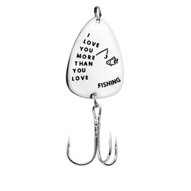 Fishing Gifts Keychain for Boyfriend Husband Birthday Anniversary Christmas Gifts, Funny Fishing Lures I Love You More Than You Love Fishing Fish Hook Keychain