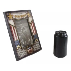 Ebros Gift Military Patriotic USA Flag Star Veteran Memorial Our Hero 4"X6" Picture Frame