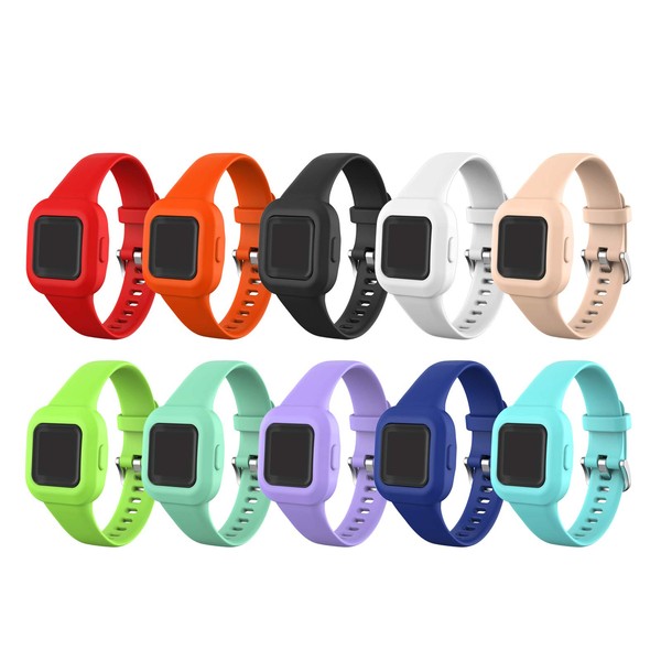 FitTurn Band Compatible with Garmin vivofit jr. 3 Bands Kids Replacement Accessory Soft Silicone Band 130-175mm Size for vivofit jr 3 Fitness Tracker Ages 4+ for Kids Wristbands (TenColors)
