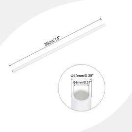 QUARKZMAN PVC Pipe Round 8mm ID 10mm OD 350mm White High Impact Resistance Water Pipe Craft Cable Sleeve