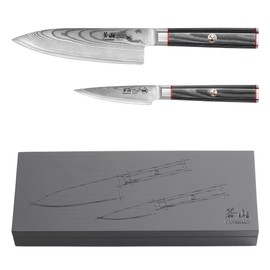 Cangshan YARI Series X-7 Damascus Steel Starter Knife Set With Ash Wood Box (2-Piece)