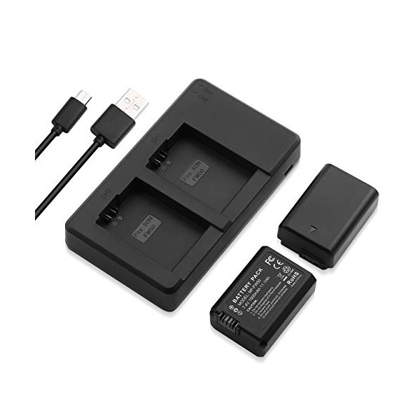 NP-FW50 Battery 2 Packs 1500mAh Rechargable Li-ion Batteries and Dual