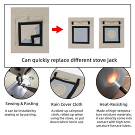 TrekRevive SJK45 Stove Jack Kit with Canvas Rain Flap, Dia. DIY/2.7"/3.9" Fire Resistant Hole, Hot Tent Stove Jack Kit for Tent, Bell Tent, Camping Tent (Dia. 2.7")