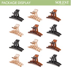 T Model Small Colourful Hair Claw Clips - Hair Clips for Women and Girls (Dark Neutral)