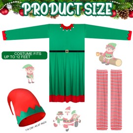 Cozypower Christmas 12 ft Skeleton Elf Costume Accessories - Giant Christmas Outfit With Elf Dress, Hat, Long Red Striped Thigh High Socks for Skeleton Clothing - Garden Lawn Outdoor Decor