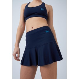 Sportkind Girls & Women Bell Tennis Hockey Sports Skort Skirt with Inner Shorts Breathable UV Protection, navy blue