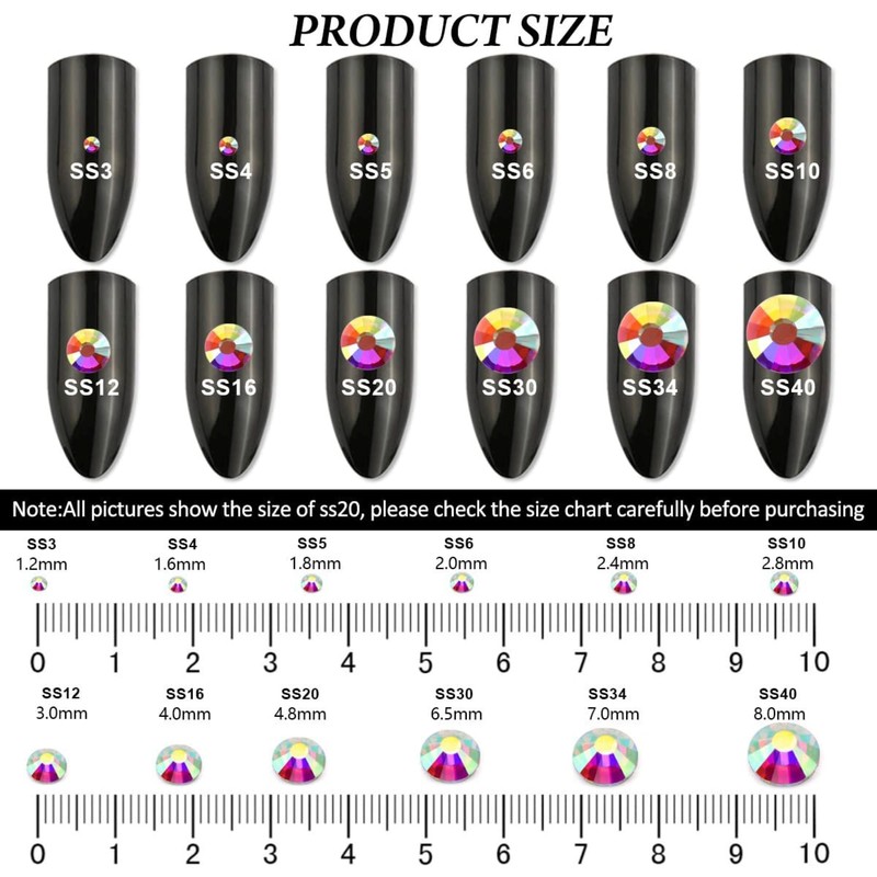 YouLuo 1440pcs Flat Back Crystal Rhinestones Round Gems, SS20, 4.6-4.8mm