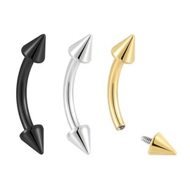 Pierced Koala (16G 10mm) 2PCS Titanium Implant Grade 16G Internally Threaded 8mm - 14mm Tongue Nipple Eyebrow Bar Ear Curved Spike Arrow Barbell Body Jewellery