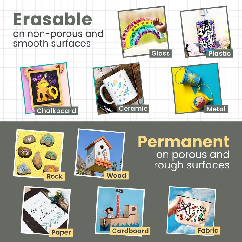 Metallic Chalk Markers (8 Pack) Liquid Chalk Pens for Blackboards,