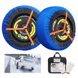 Snow Socks for Tires Car Tire Snow Chains Alternative Anti-skid Snow Traction Tire Cover (Pack of 2)
