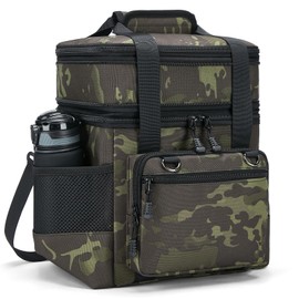 HSHRISH Double Layer Insulated Large Cooler Bag for Men Adults Lunch Bag Men - Waterproof Leak-Proof Durable Lunch Bag for Work Picnic Outdoor Black Camo 15L