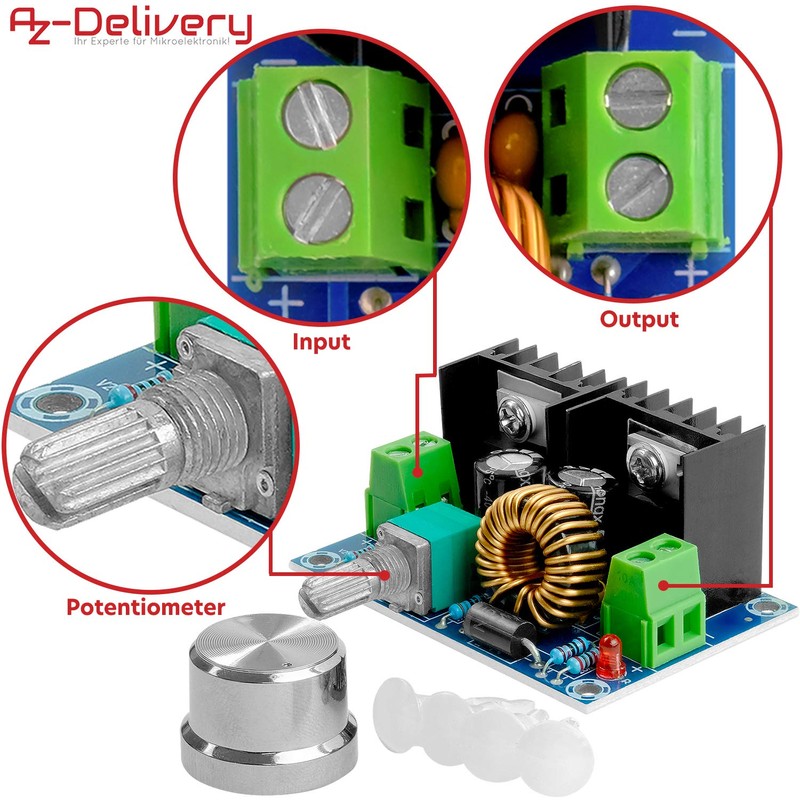 AZDelivery XL4016E1 (Poti) XH-M401 DC-DC Step Down Converter