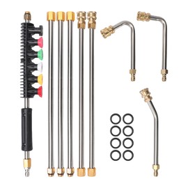 Pressure Washer Extension Wand Upgrade, 9 Pack Power Washer Lance with 6 Nozzle Tips, 30°,90°,120° Curved Rod, 1/4" Quick Connect, 4000 PSI