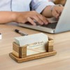 UNAYMIDY Business Card Holder for Desk, Acacia Wood Desktop Name
