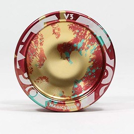MAGICYOYO V3 Yo-Yo -Beginner to Advanced Aluminum YoYo - Includes Extra Accessory Pack (Red/Gold/Aqua)