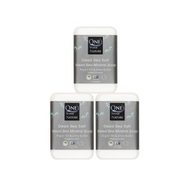 One With Nature One With Nature Dead Sea Mineral Salt Soap 4oz 3Pk, with Argan Oil & Shea Butter. Dead Sea Salt Contains Magnesium, Sulfur & 21 Essential Minerals. Helps skin conditions, 100% Natural, Fragrance Free