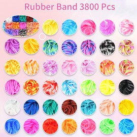 3800+ For Loom Bands Set, 54 Grid Loop Bracelets Set Children, Including Loom, Crochet Hook, Pendant, Beads etc. For Loom Bands Accessories. Loops Rubbers are Children's Toys and Gifts