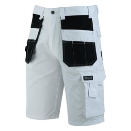 MS9 Mens Cargo Redhawk Holster Pockets Painter Tactical Work Working Shorts White