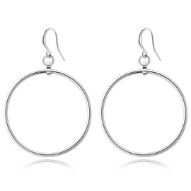 YKKZART Silver Earrings Silver Hoop Dangle Earrings Minimalist Lightweight High Polished Tube Hoop Drop Dangle Earrings for Women Gift