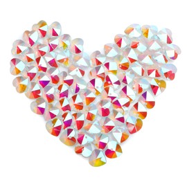 100pcs 14mm Faceted Crystal Heart Beads Charm Colorful Suncatcher Glass Love Heart Dangle Pendants Romantic Valentine's Day Ideas for Jewelry Necklaces Making