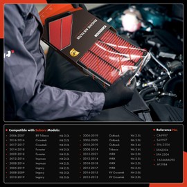 A-Premium 2-PC Pre-oiled Engine Air Filter Compatible with Subaru Outback 05-19, Forester 09-18, Impreza 08-16, Crosstrek, Legacy, XV Crosstrek, Tribeca, WRX, WRX STI, B9 Tribeca