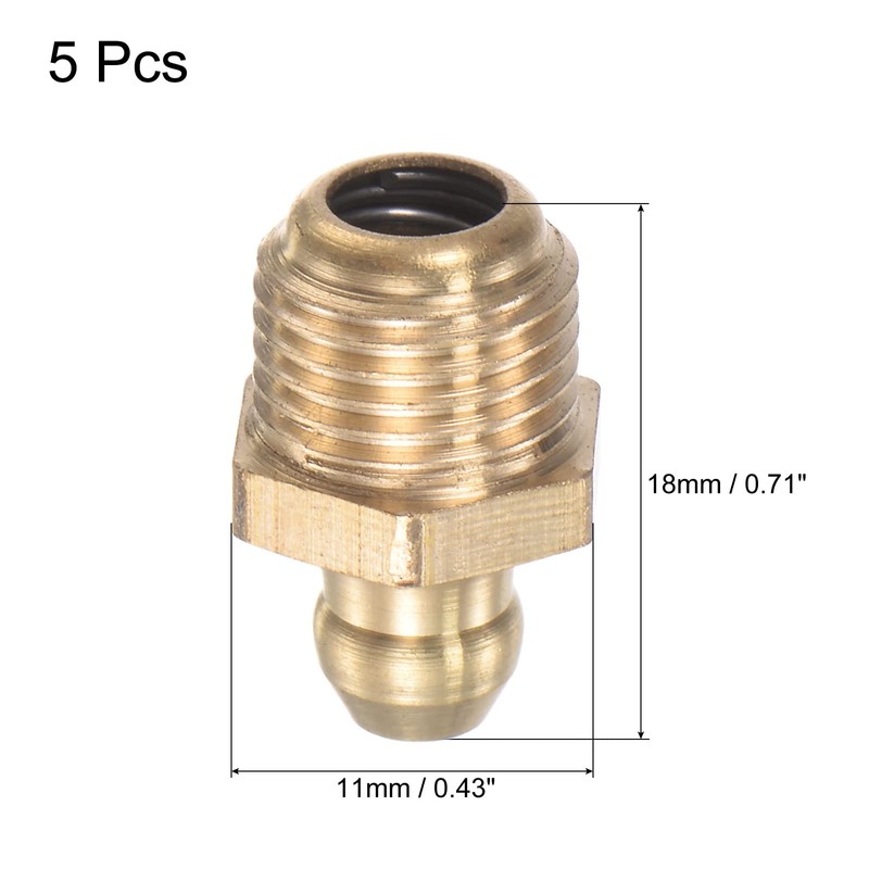 uxcell Brass Straight Grease Fitting M10 x 1mm Thread Hydraulic