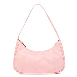 Afashor Shoulder Bags for Women Vegan Leather Hobo Sling Tote Handbag Retro Clutch Purse with Zipper Closure Lychee-Baby Pink
