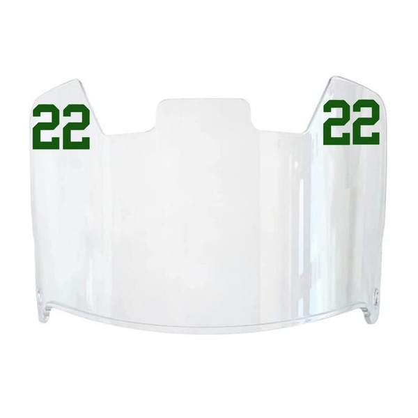 Green Custom Player Number Decals for Football Helmet Visor Tab