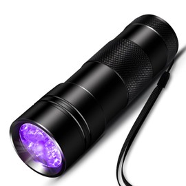 INF Taschenlampe UV Schwarzlicht, Taschenlampe mit 12 LEDs, Ultraviolettes Licht mit 395nm für Geocaching, Heimtierurindetektoren, Haustiere Urin-Detektor usw.