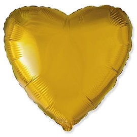 Flexmetal Soild Colours Heart Shape Foil Balloons 18" and 36"- Suitable for Air or Helium Perfect Birthday Christmas Party Decoration (Gold, 32 inch)