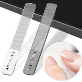 DRMODE Glass Nail File - 2PC Upgrade Glass Nail Shiner for Natural Nails Nano Nail B