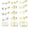 Diamday 15 Pairs Stud Earrings for Women Surgical Steel Hypoallergenic