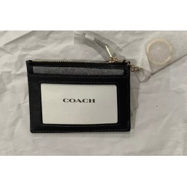 Coach Navy Blue Signature Jacquard Mini Skinny ID Card Case Holder Wallet NEW!!!