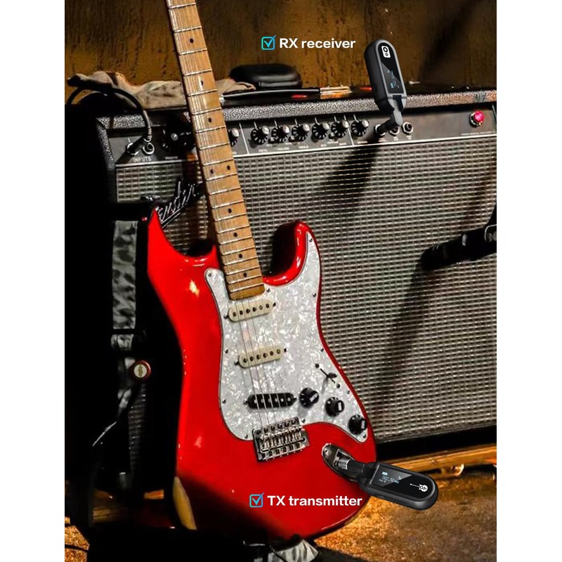 EBJ Wireless Guitar System UHF Wireless Guitar Transmitter Receiver Rechargeable