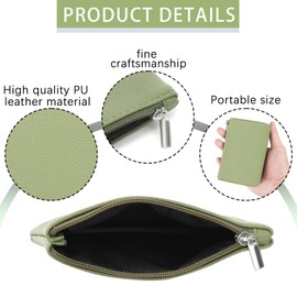 2 Pack Coin Purse, Portable PU Leather Coin Purse with Zipper Coin Purse Mini Change Purse Small Coin Purse for Women Credit Card Folded Bills ID Key Headset Lipstick (Pink&Green)