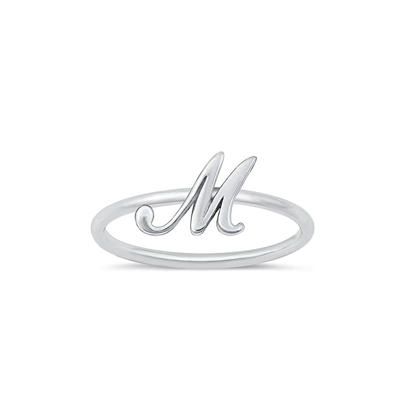 CloseoutWarehouse 925 Sterling Silver Initial M Script Ring Size 8
