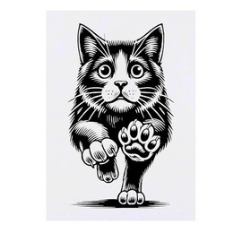 'Scared Cat Running' Temporary Tattoo - Water Resistant, Skin-Safe, Non-Toxic Transfer (TO00083393)