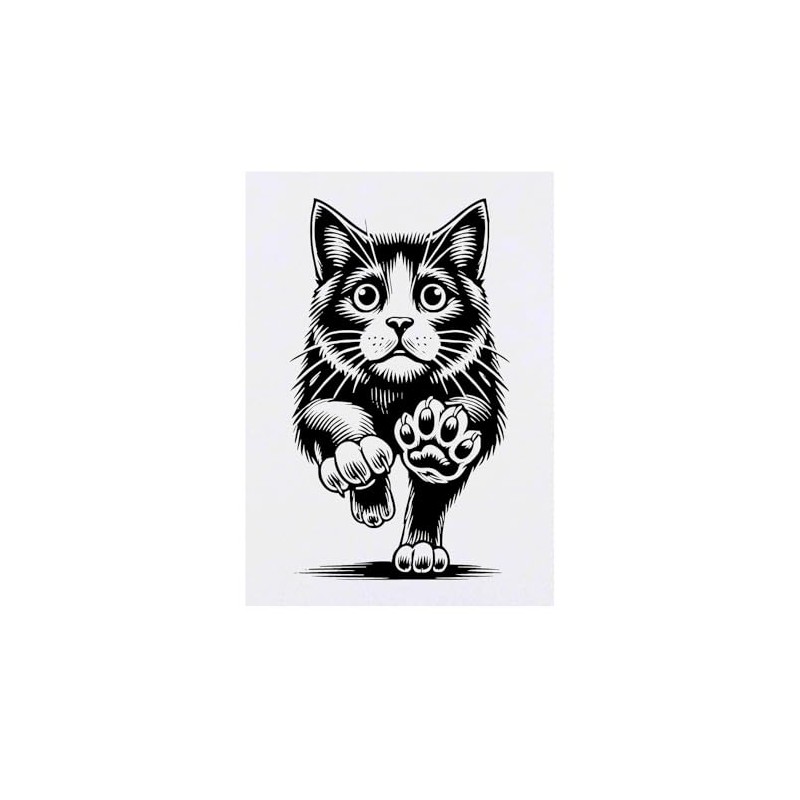 'Scared Cat Running' Temporary Tattoo - Water Resistant, Skin-Safe, Non-Toxic