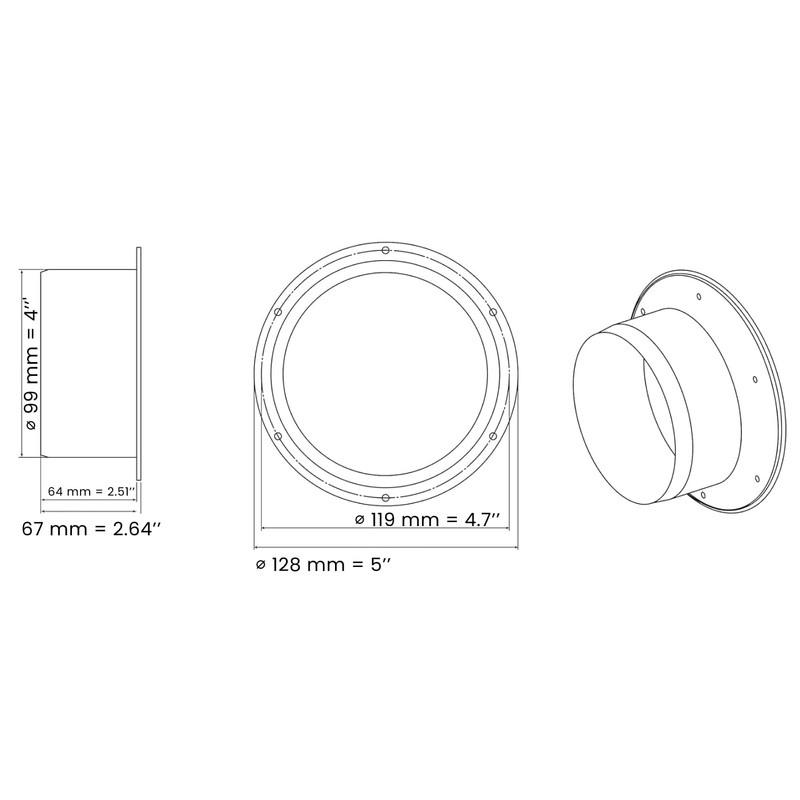 H&C VENT Wall Flange for Air Conditioning & Ventilation System