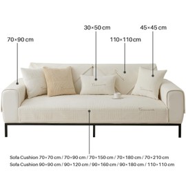 TOPCHANCES Sofa Cover, 2024 Universal Non-Slip Couch Cover 1/2/3/4 Seater for L Shape Corner Sofa, Washable Sofa Cover Dog Cat Scratch Protection (Milky Velvet Off White, 90 x 160 cm, 1 Piece)