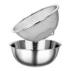 304 Metal Stainless Steel Colander Strainer Mixing Bowl With Microporous