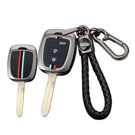 ontto Alloy Car Key fob Cover Fit for Toyota Rav4 2018 Camry 2019 Corolla 2016 Tacoma Vios Prius C Highlander Smart Key case Keyring Key Shell Holder Bag Keychain Accessories 3 Buttons Black B