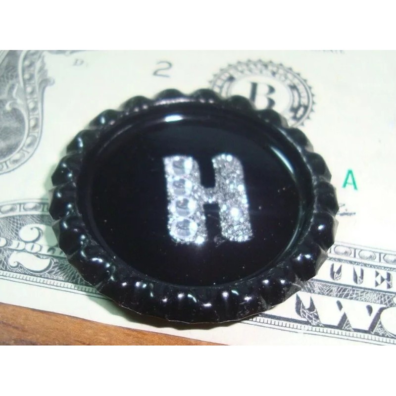Golf Design " H " Alpha Initial Bling Black Bottle