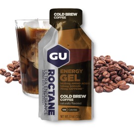 GU GU Energy Roctane Ultra Endurance Energy Gel, Vegan, Gluten-Free, Kosher, and Dairy-Free On-The-Go Sports Nutrition for Running, Biking, Hiking or Skiing, Cold Brew 2X Caffeine (24 Packets)