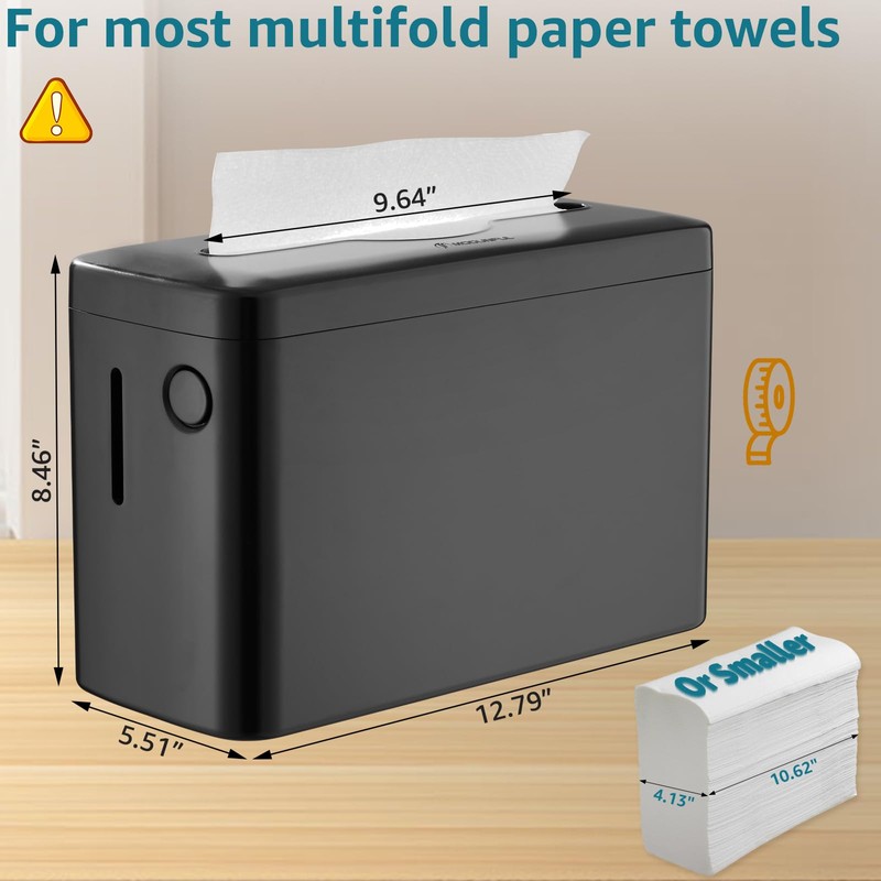 Multifold Paper Towel Dispenser Countertop, Heavy Duty Wide-Design, 300-Sheet Large