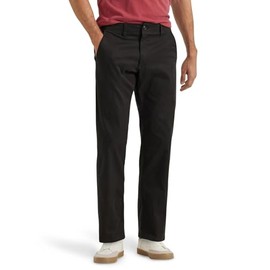 Lee Men's Extreme Motion Flat Front Regular Straight Pant Black 36W x 30L