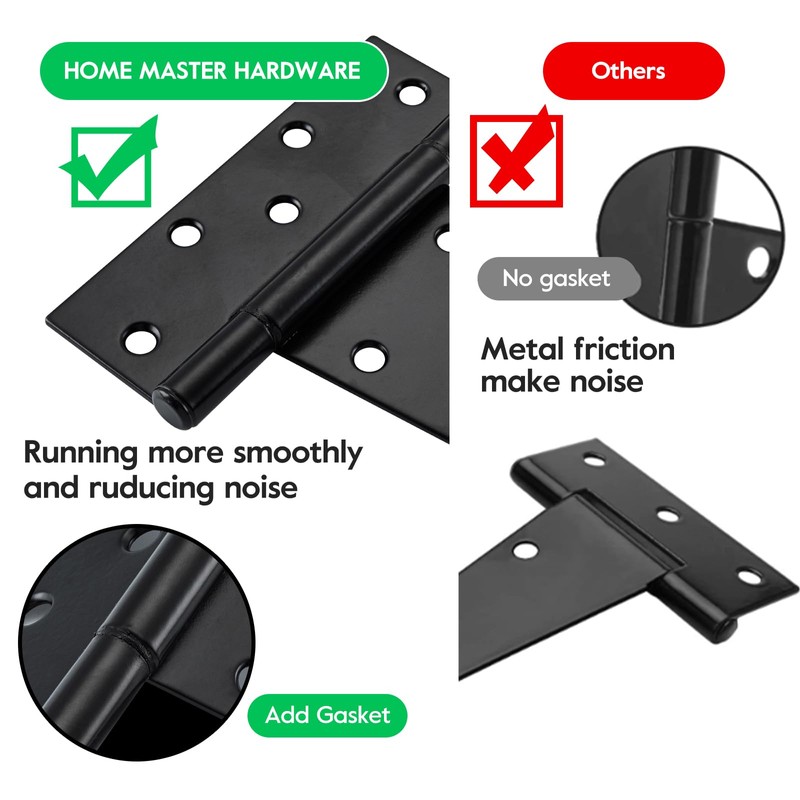 HOME MASTER HARDWARE 10 Inch T-Strap Heavy Duty Black Hinges