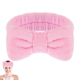 Women's Cosmetic Hairband, Bowknot Headband for Beauty Skin Care Yoga Sports (Pink)